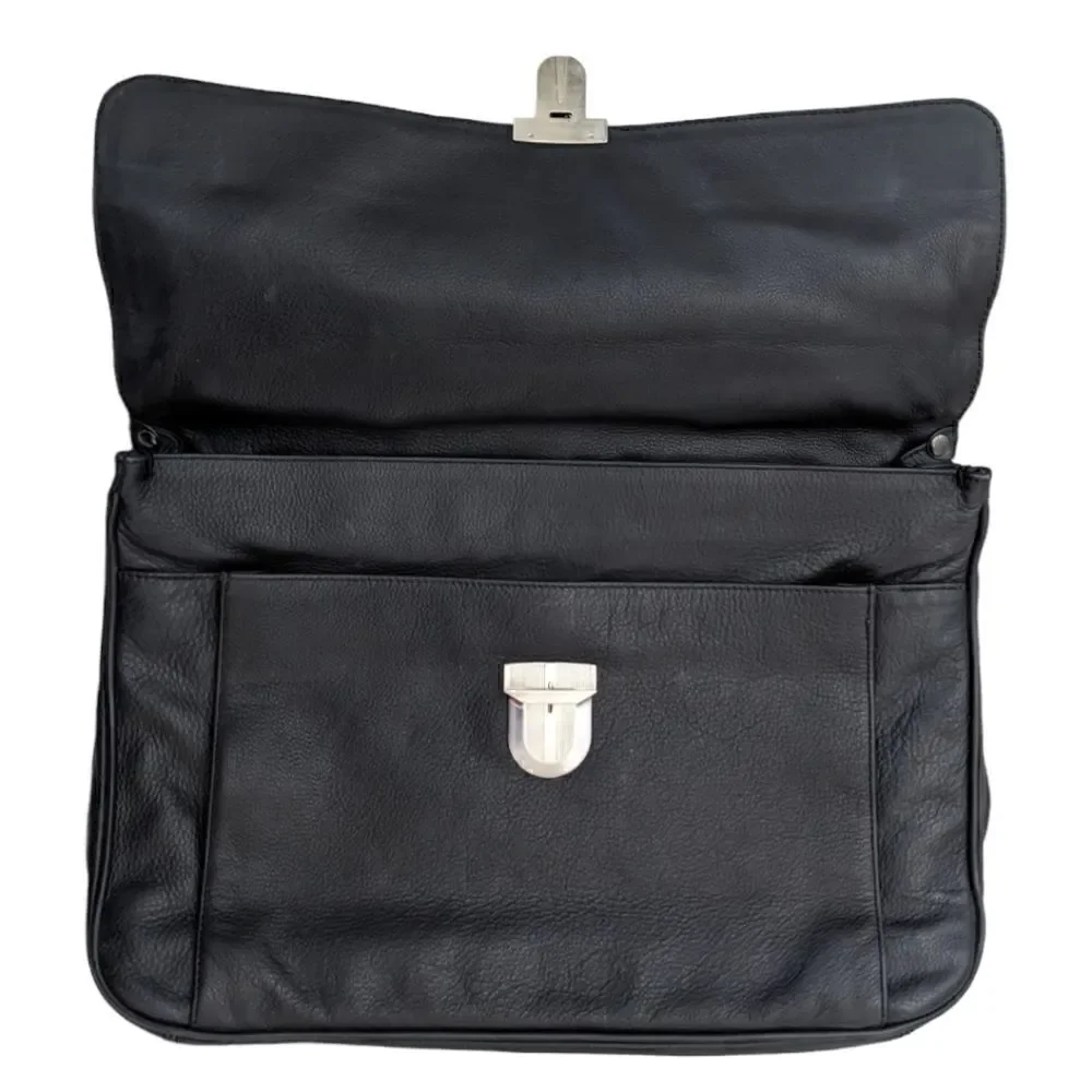 A.G. Spalding & Bros. New York Black Leather Messenger Briefcase Work & Office